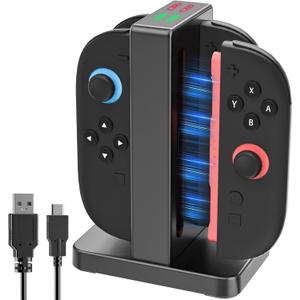 Controller Charger Dock Station for Nintendo Switch 2 Joycon, FANPL Charging Stand for 4 Switch 2 joycon Charging Indicator and Type C Charging Cable
