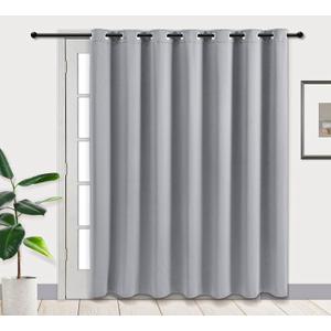 PI Blackout Sliding Door Curtains 84 INCHES Long,Grommet Thermal Insulated Room Divider Door Curtains Window Treatment for Living Room/Bedroom/French Door/Patio/Home Decoration(Light Grey,W100XL84)