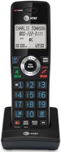 AT&T Additional Cordless Phone Handset with Long Range, Conference, Intercom, Speakerphone, One-Touch Call Block, Caller ID, Bluetooth Connect to Cell, Compatible with DLP73X90 Series: DLP70090, Pack of 3