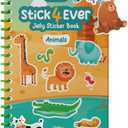Stick4Ever Jelly Sticker Book - for Kids - Waterproof, Easy to Clean Reusable Sticker Book for Toddlers- Reusable Road Trip Activities for Kids - Stocking Stuffers for Toddlers (Animals)