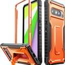 FITO for Google Pixel 8 Pro Case, Dual Layer Shockproof Heavy Duty Phone Case Built-in Kickstand for Google Pixel 8 Pro Phone (Orange)