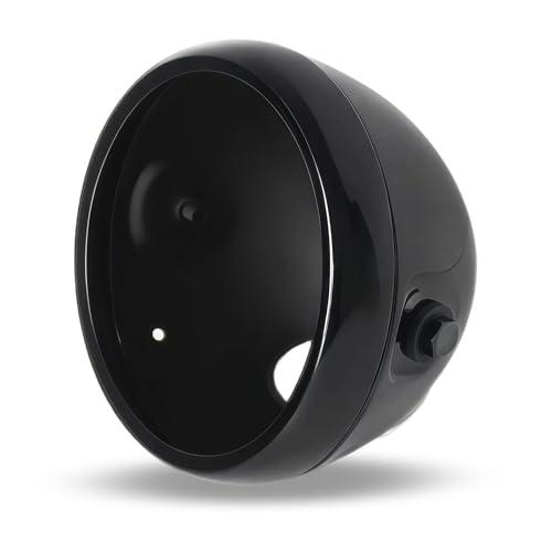 DKMOTORK 7" Gloss Black Motorcycle Headlight Shell - Vintage Waterproof Headlamp Housing Universal Fit for Chopper Cafe Racer Bobber Replacement Parts (7“)