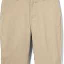 French Toast Boys' Adjustable Waist Flat Front Chino Bermuda Shorts with Stretch (Standard & Husky), Khaki, 7