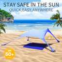 77 FT Beach Tent Sun Shelter UPF50+ UV Protection, Outdoor Canopy Tent Sun Shade with 2 Poles for Camping, Fishing, Backyard and Picnics with Sandproof Beach Blanket Royal Blue