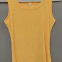 Women's Ribbed Tank Tops Plain Summer Scoop Neck Basic Slim Fitted Sleeveless Camis(Small) (Yellow)