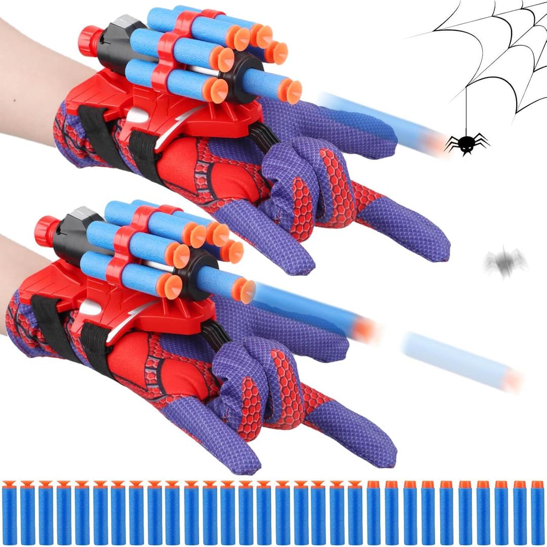 JONEG Web Shooters Toy for Kids 2 Pack, Toy for 3 4 5 6 7 8 Year Old Boy, Web Slinger with Spider Glove Launcher, Toys for Boys 4-6 6-8, Birthday Gifts