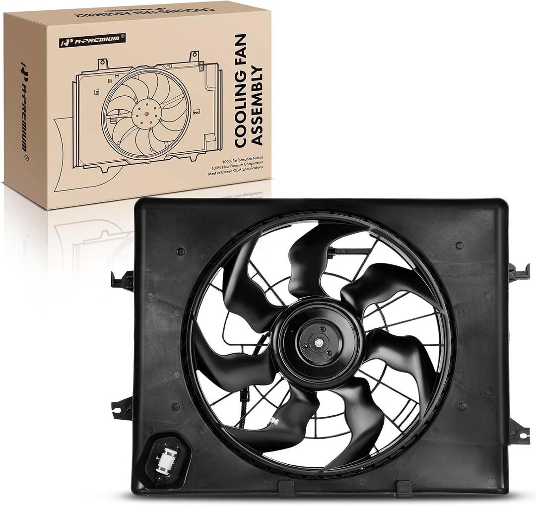 A-Premium Engine Radiator Cooling Fan Assembly Compatible with Hyundai & Kia Models - Sonata 2011-2013 2.4L, Optima 2012-2013 2.4L, Gas