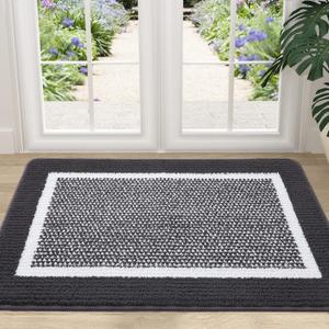 Colorxy Indoor Door Mat, Non-Slip Absorbent Resist Dirt Entrance Mat, Sturdy Low-Profile Inside Floor Mats, Washable Front Entry Doormats for Entryway, 36''x24'', Dark Grey