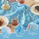 6 Pack Baby BlueTable Runner Graduation Cheesecloth120 Inch Boho Rustic Gauze 10 FT Cheese Cloth Table Runners Decorations for Mother's Day Birthday Baby Shower Wedding Holiday Home Party Decor