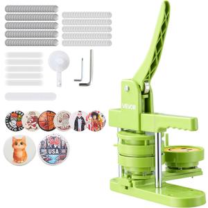 VEVOR Button Maker Machine, 3in/75mm Plastic Pin Maker with 100pcs Button Parts, Mr. Panda Magic Book, Circle Cutter and Hex Wrenches, Reinforced Ergonomic Handle, for DIY Badges, Personalized Pins