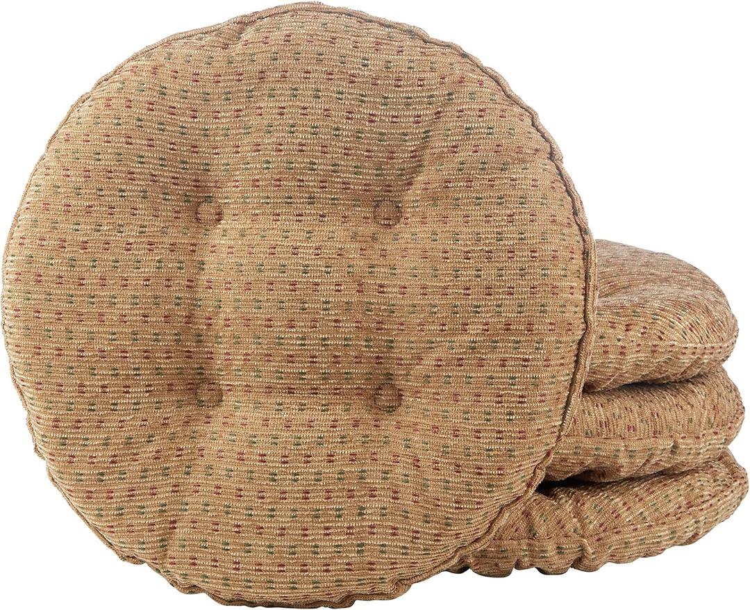 Klear Vu Raindrops The Gripper Non-Slip Tufted Barstool Cushion, Round Barstool Cover for Dining Rooms, Cafes, Bars and Restaurants, 14", 4 Pack, Natural