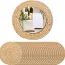 Kochorie Set of 24 Round Woven Placemats 12-Inch Natural Water Hyacinth Plant Placemats Hand-Woven Boho Rattan Placemat Wicker Weave Table Mats for Home Dinner Plates Holiday Supplies