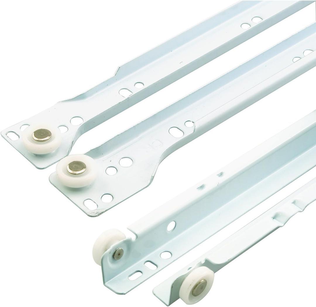 Prime-Line MP7214 Drawer Slide Kit, 23-3/4 In., Steel Tracks, White Powder Coat (1-Set)