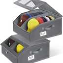 2 Pack Hat Storage for Baseball Caps-Holds Up to 48 Caps, Hat Organizer for Closet Stackable Hat Box with Cardboard, Dustproof Baseball Cap Organizer with 2 Handles for Home Travel (Grey, 2Pack)