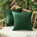 Woaboy Set of 2 Outdoor Waterproof Throw Pillow Covers Decorative Farmhouse Linen Pillowcases Solid Cushion Cases for Patio Tent Balcony Couch Sofa Livingroom Green 18x18 inch