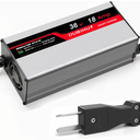 36V 18A Golf Cart Battery Charger for Lead Acid Batteries ，16FT Long Cable, Works with Club Car & Yamaha Crowfoot ，Intelligent 3-Stage Charging System for Fast and Efficient Charging