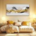 Tucai Decor Wall Art Modern light Luxury Abstract Gold ink Landscape Canvas Wall Art for Living Room and Bedroom Color Pictures Artwork Home Decor Canvas Print Wall Decor Ready to Hang 20x40inch (Framed)