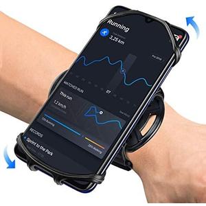 HLOMOM Wristband Running Phone Holder for iPhone 16/15/14/13/12/11/ Pro/X/8 Plus/8/7, 360°Rotatable with Key Holder, Sports Wristband for Samsung Galaxy and All 4''-6.5''Phones (Non-Removable-S)