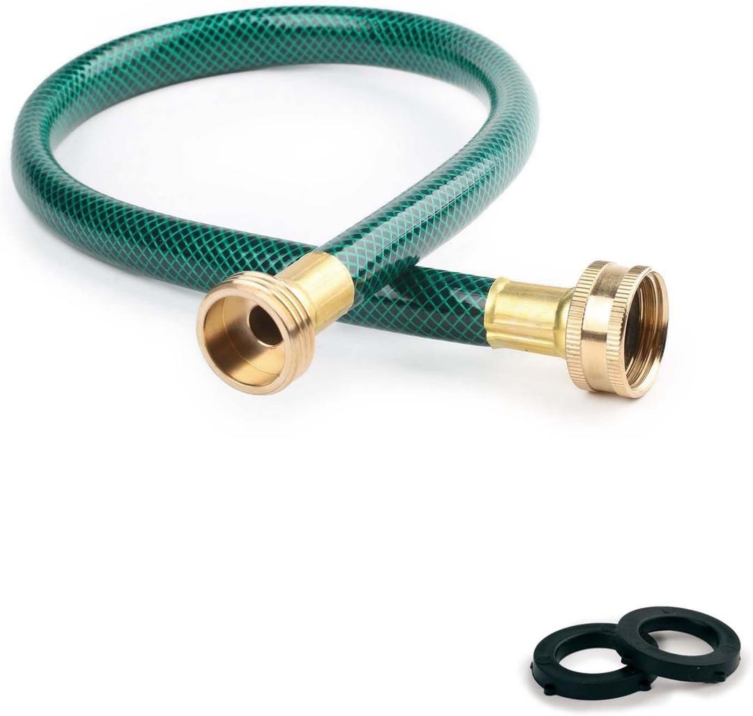 2FT Leader Hose for Garden Connector: Flexible PVC Short Water Hose with Brass Fittings for Hose Reel RV Water Filter Pressure Washer and Outdoor Faucet Connection