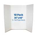 Flipside Products 36 x 48 Project Boards for Presentations, Science Fair, School Projects, Event Displays and Trifold Picture Board, Proudly Made in USA - Clay White - 10 Pack