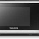 BLACK+DECKER EM720CB7 Digital Microwave Oven with Turntable Push-Button Door, Child Safety Lock, 700W, Stainless Steel, 0.7 Cu.ft