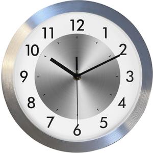 Non Ticking Silent Wall Clock Decorative,Analog Metal Wall Clock Battery Operated,Bedroom/Living Room/Office/Kitchen Clock,Silver,10 inch