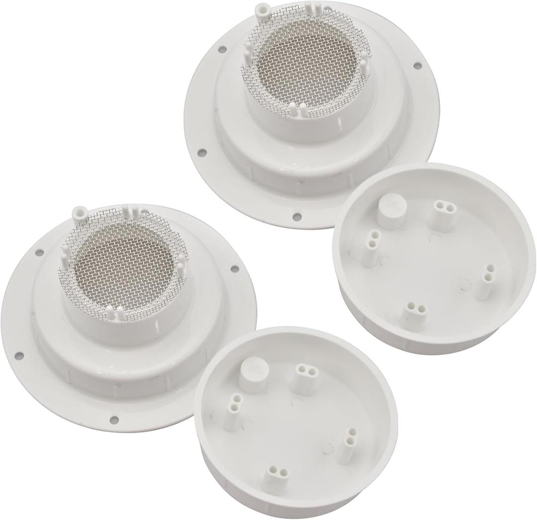 RVGUARD 2 Pack RV Vent Cap Kit with Screen, RV Sewer Vent Cap for Roof, White RV Plumbing Cap Replacement for Camper Trailer Motorhome, Fits 1 to 2 3/8" Pipe