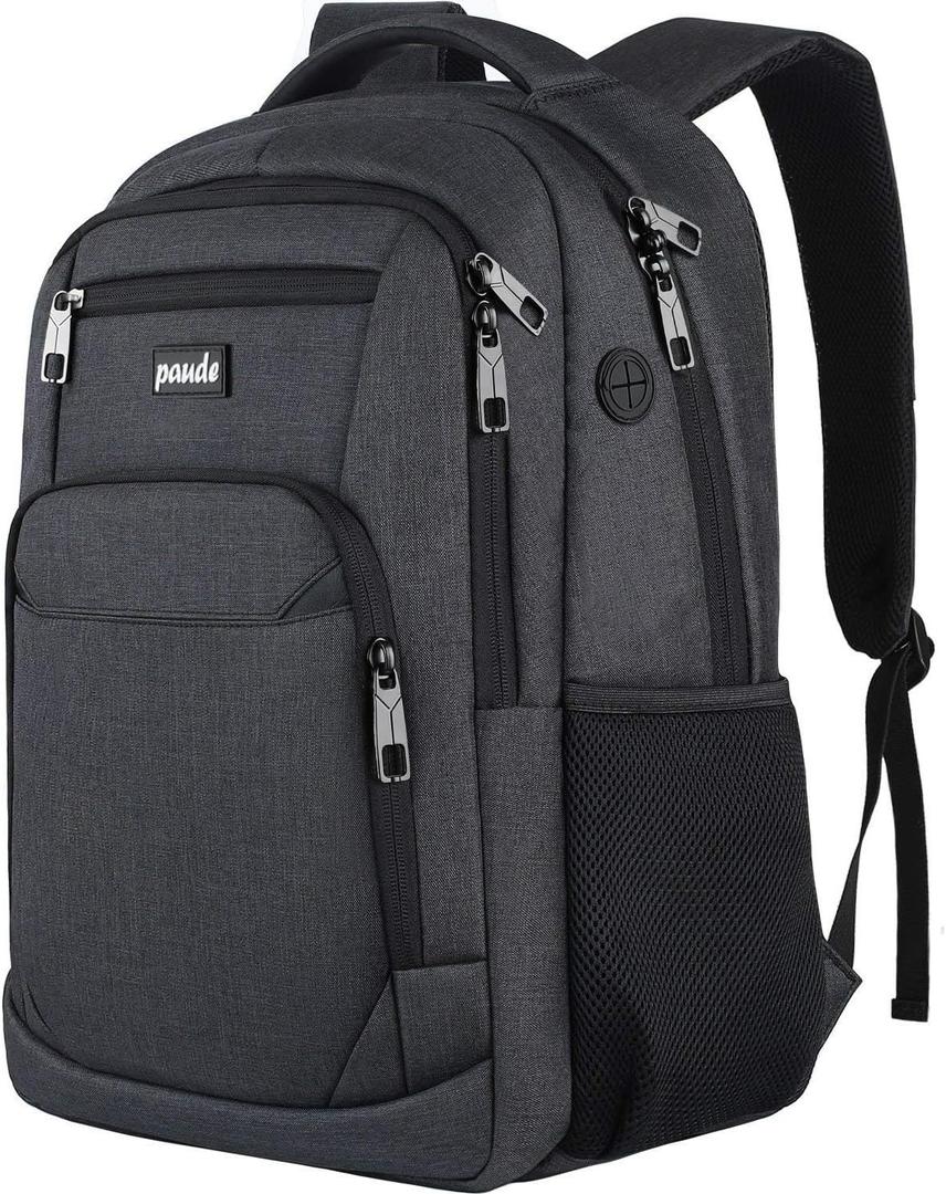 Paude Backpack for Men and Women,School Backpack for Teens,15.6 inch Laptop Backpack with USB Charging port for Business College Travel (Black)