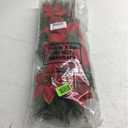 Hotop 6 Pcs Christmas Artificial Poinsettias Florals 19.6 Inch Large Christmas Poinsettia Decorations Red Green Christmas Flower Picks Stem for Christmas Tree Ornament Wreath DIY Xmas Party Decor