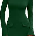PRETTYGARDEN Womens Fall Long Sleeve Mini Dress 2025 Trendy Boat Neck Bodycon Knit Elegant Short Party Formal Dresses (Green, XL)