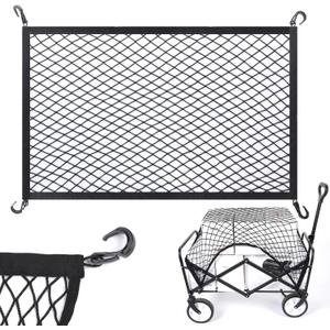 Wagon Cargo Net for Collapsible Foldable Wagon, Beach Cart, Garden Cart Cover Net - Elastic Heavy Duty Nylon Net with 4 Hooks - Outdoor Wagon Accessories (40"24", Black)