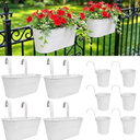 LaLaGreen 11.8 Inch Rail Planter (10-PIECE Combo Set) Black Metal Outdoor Fence Rail Planters, Modern Plants Hanging Railing Balcony Gardening for Apartment Garden Style Iron Patio Flower Pots Deck
