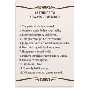 DAGUYS 12 Things To Always Remember Poster Wall Art Decor Canvas Print Picture Paintings for Living Room Bedroom Unframe-Style 12x18inch(30x45cm)