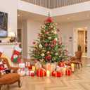 SHareconn 80pcs Christmas Balls Ornaments Set, Contemporary Light Luxury Gift Set, Shatterproof Plastic Decor for Xmas Tree Holiday Wedding Party Decorations with Hanging Strings,Red and Gold