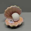 LED Ceramic Shell Pearl Light, Portable Ocean-Inspired Night Light Tabletop Light, Streamer Fairy Shell Night Lamp for Bedside Living Room Home Decoration (Pink)