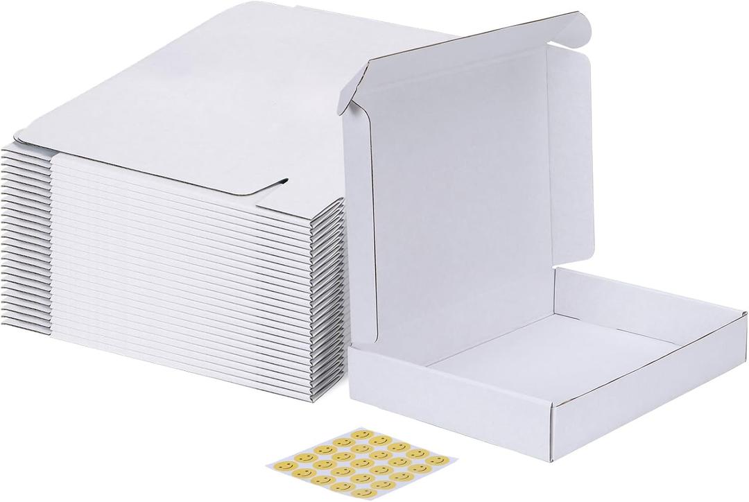 MEBRUDY 12x9x2 Inches Shipping Boxes Pack of 25, White Corrugated Cardboard Box for Mailing Packing Literature Mailer