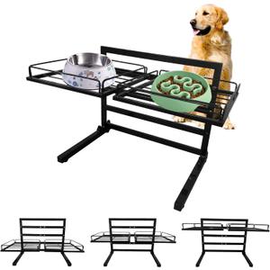 Elevated Dog Bowl Stand - Adjustable Holder with 3 Heights for Small to Large Dogs (For 2Pcs 9.8in Bowls)