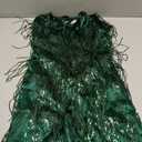 Women's Sleeveless V Back Sequins Fringe Jumpsuit One Piece Short Romper Party Nightclub (S)