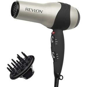REVLON Turbo Hair Dryer with Advanced Ionic Technology, Ceramic Coating | Turbo Heat and Cold Shot Features, 1875 Watts for Fast Drying and Shine (Silver)