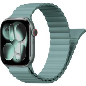 Magnetic Sport Bands for Apple Watch Band 40mm 38mm 41mm 42mm 44mm 45mm 46mm iWatch bands for Women Men,Silicone Loop Strap Wristband for Apple Watch Series 11 10 9 8 7 6 5 4 3 SE 3/2nd Ultra/3/2 49mm (10-Olive Green)
