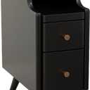 Small Nightstand with Drawers, Solid Wood Bedside Table, Narrow BlackNightstand for Bedroom (8")