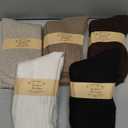 Senker Fashion Boot Socks for Women, Thick Winter Wool Crew Sock Knit Warm Cozy Christmas Stocking Stuffers Gifts (Large, Black Brown Khaki Beige White)