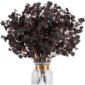 Babys Breath Artificial Flowers, 8 Bundles Real Touch Black Fake Flowers Silk Flowers Bulk for Vase Home Office Wedding Indoor Outdoor Centerpiece Table Party Halloween Decorations