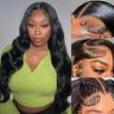28 Inch Body Wave Lace Front Wigs Human Hair Pre Plucked 13x4 HD Transparent Lace Frontal Wigs Human Hair 180% Density Glueless Wigs Human Hair Wig for Black Women Natural Hairline With Baby Hair (28 Inch, 13x4 Natural Color Body Wave Wig)