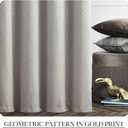 100% Blackout Curtains for Berdoom, Gold on Grey Metallic Geometric Diamond Pattern Curtains 84 Inches Long Living Room Darkening Thermal Insulated Drapes Grommet Top Window Curtain, 2 Panels