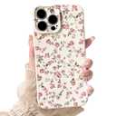 Compatible with iPhone 14 Pro Case Cute Aesthetic Flower Floral Vintage Rose Pattern Design for Women Girls Soft TPU White Back Shockproof Protective Phone Cover