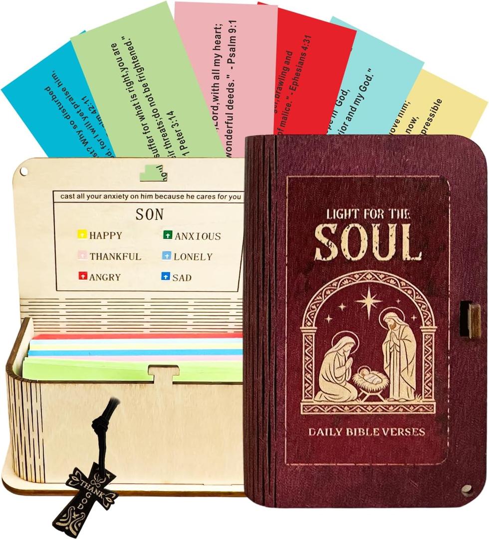 2 x Bible Verse Prayer Card Box, 150 Cards with Inspirational Scripture, Christian Gift for Daughter, Inspirational & Reflection, Handmade Prayer Boxs Gift for Women & Men(Arrival)