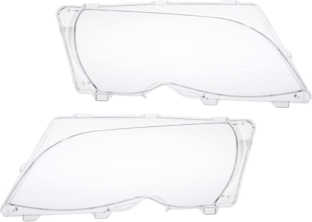 X AUTOHAUX 1 Pair Left Right Car Front Headlight Headlamp Lens Cover PC Shell for BMW 4 Door 63126924045 63126924046