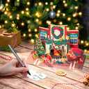 2 x Christmas Fireplace Pop Up Card, Cat and Dog, Xmas Tree, Wreath, Garland, 3D Greeting Card, Gift for Cat and Dog Person, Family, 5x7 - Includes Envelope And Message Note