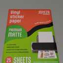 JOYEZA Premium Printable Vinyl Sticker Paper for Inkjet Printer - 25 Sheets Matte White Waterproof, Dries Quickly Vivid Colors, Holds Ink well- Tear Resistant - Inkjet & Laser Printer